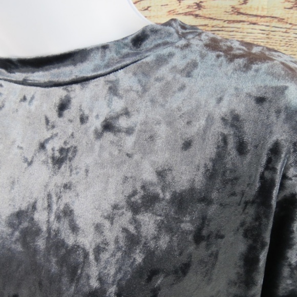 Adrianna Papell Small Gray Velour Long Sleeves Top - Picture 4 of 5